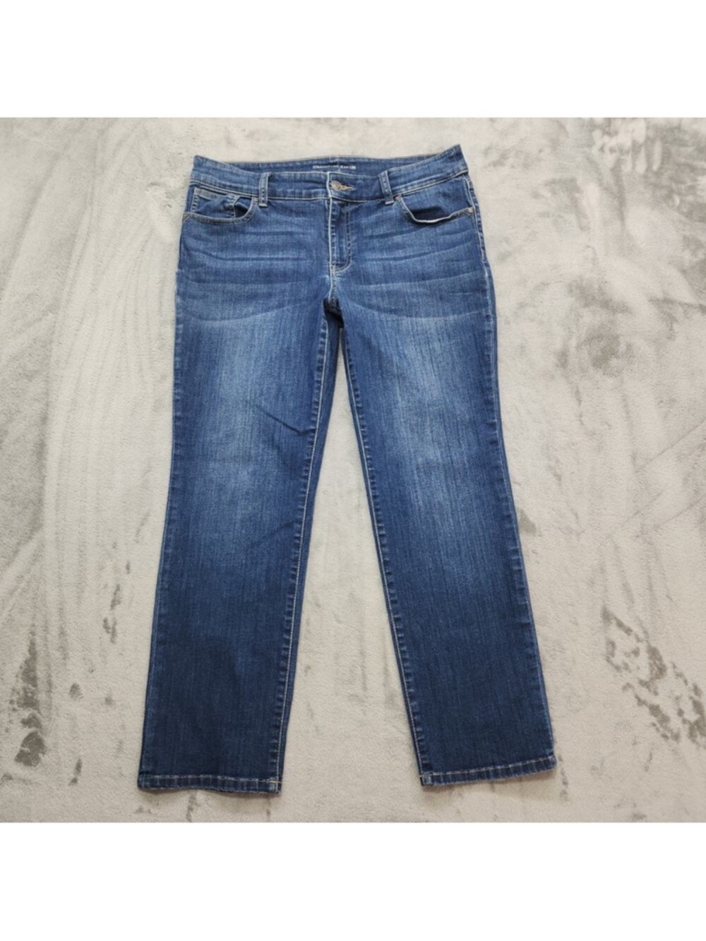 Chico's Jeans Womens 1.5‎ M/10 SHORT Blue Straight Leg Mid Rise Stretch Denim